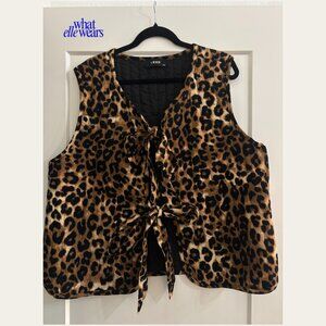 Leopard Knit Tie-Front Vest